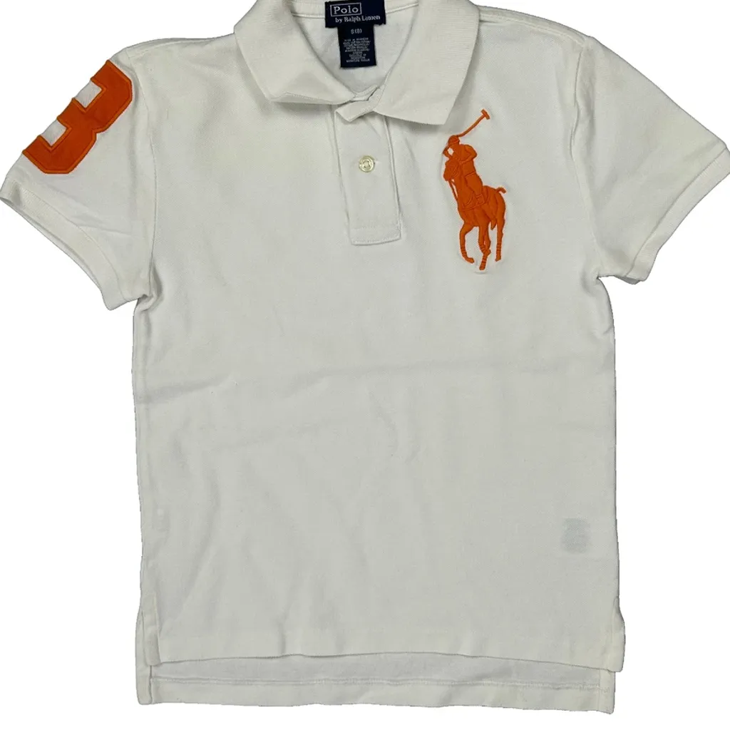 Age 8 Polo By Ralph Lauren Graphic Polo Shirt - Small White Cotton - Image 7