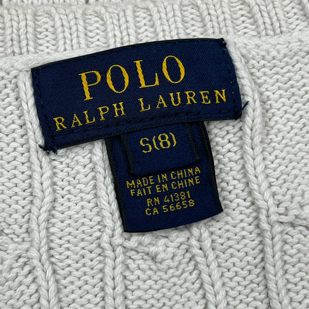 Age 8 Polo By Ralph Lauren Sweater Vest - Small Cream Cotton - Image 3