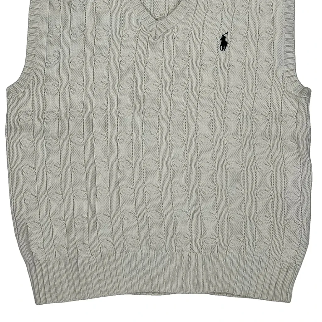 Age 8 Polo By Ralph Lauren Sweater Vest - Small Cream Cotton - Image 5