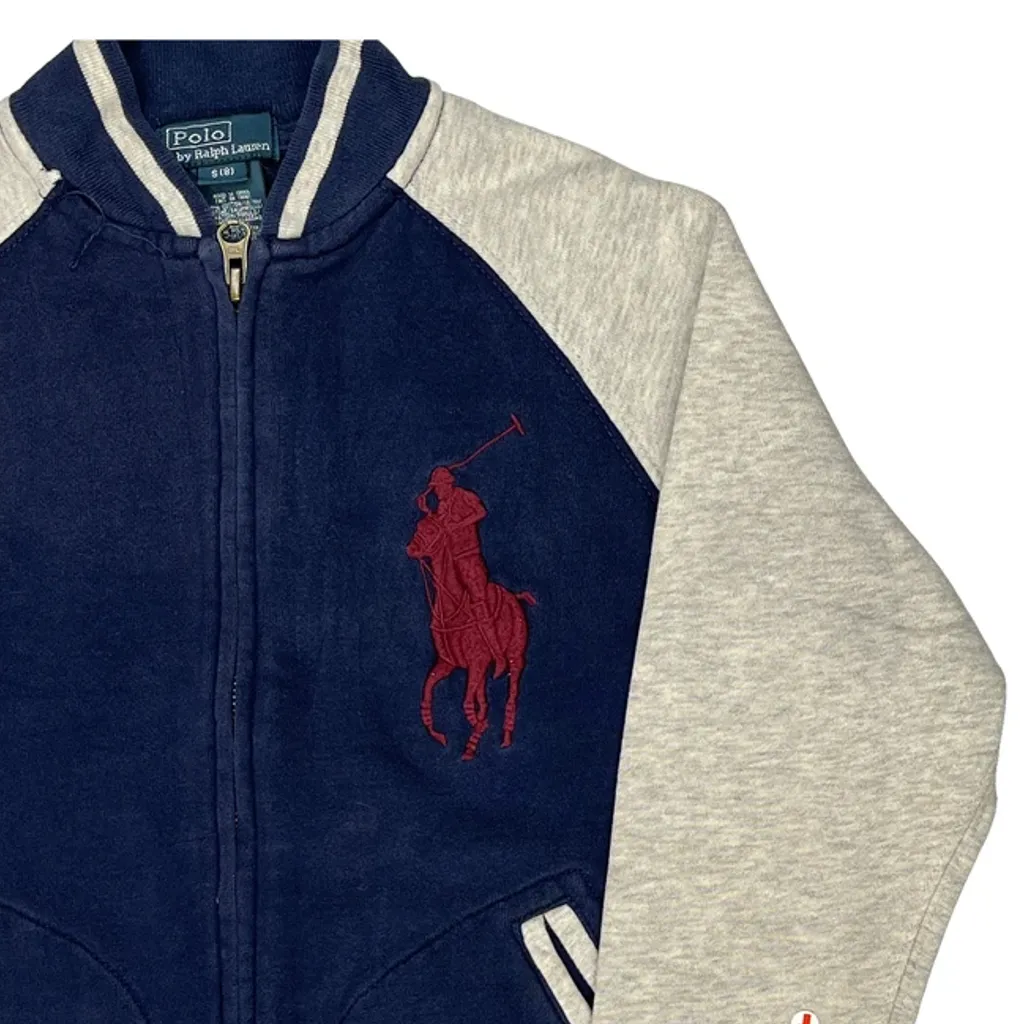 Age 8 Polo By Ralph Lauren Varsity Jacket - Small Blue Cotton - Image 8