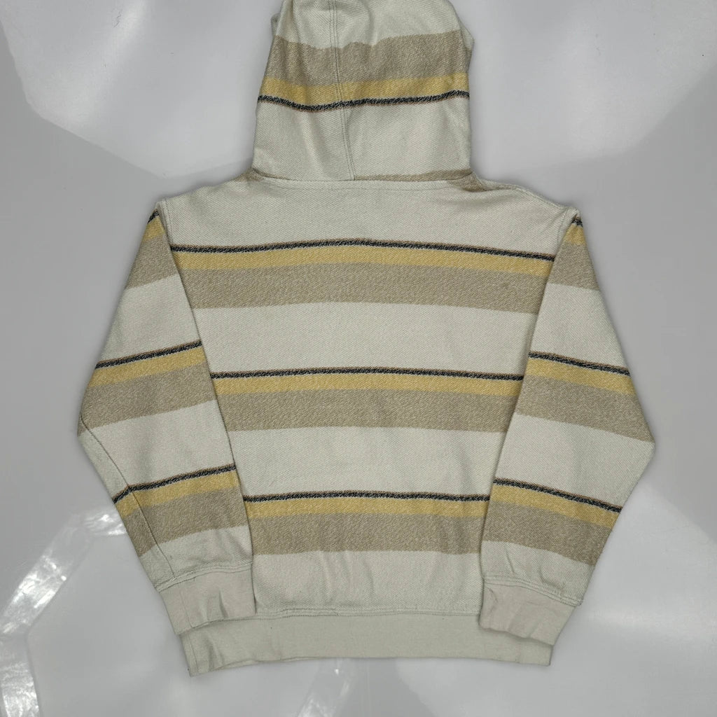 Age 8 Quiksilver Striped Hoodie - Small Beige Cotton - Image 3