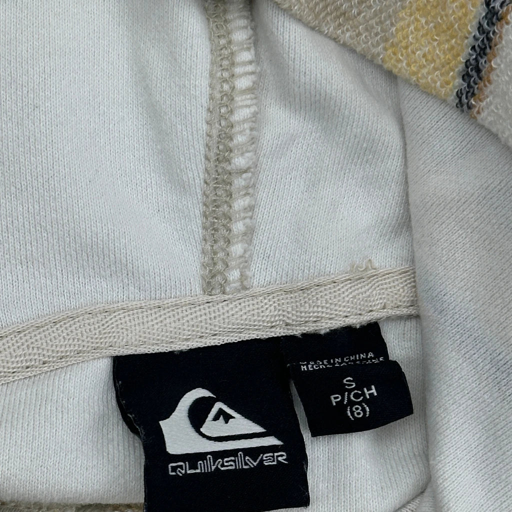 Age 8 Quiksilver Striped Hoodie - Small Beige Cotton - Image 4