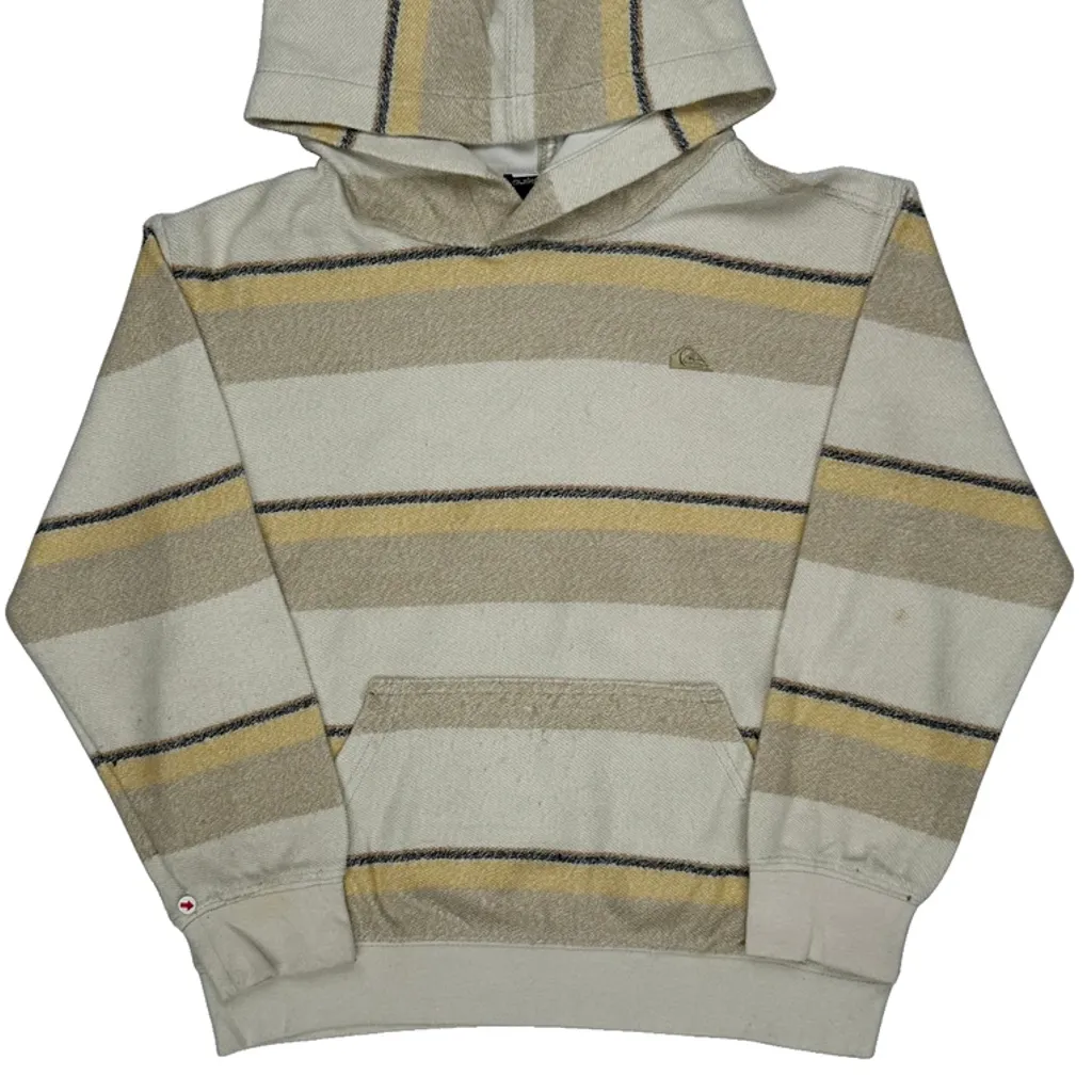 Age 8 Quiksilver Striped Hoodie - Small Beige Cotton - Image 5