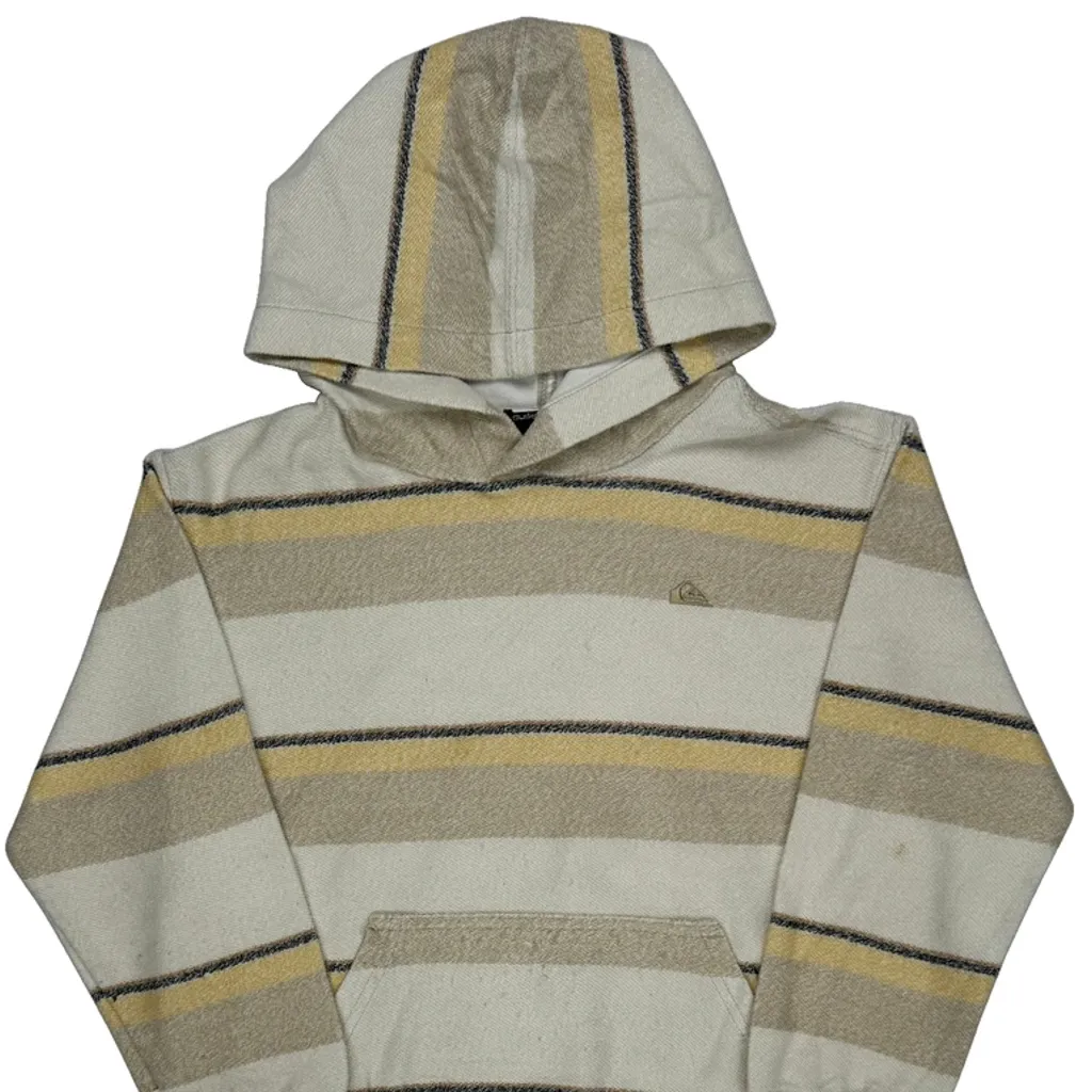 Age 8 Quiksilver Striped Hoodie - Small Beige Cotton - Image 6