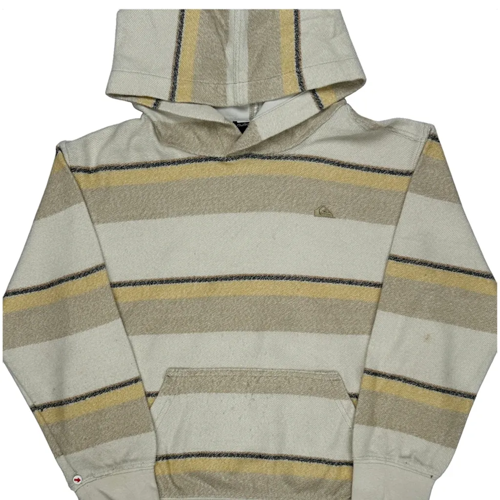 Age 8 Quiksilver Striped Hoodie - Small Beige Cotton - Image 7