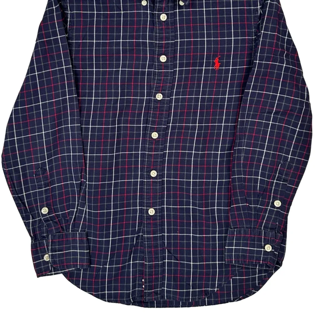 Age 8 Ralph Lauren Checked Shirt - Small Navy Cotton - Image 5