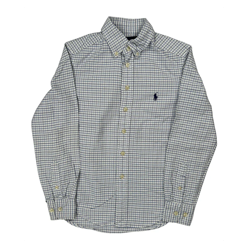 Age 8 Ralph Lauren Checked Shirt - Medium White Cotton