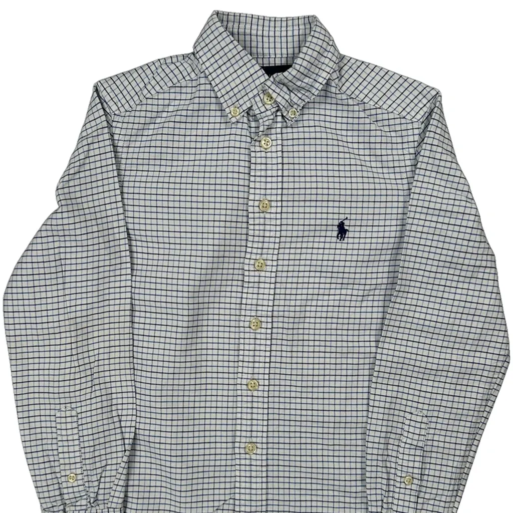 Age 8 Ralph Lauren Checked Shirt - Medium White Cotton - Image 5