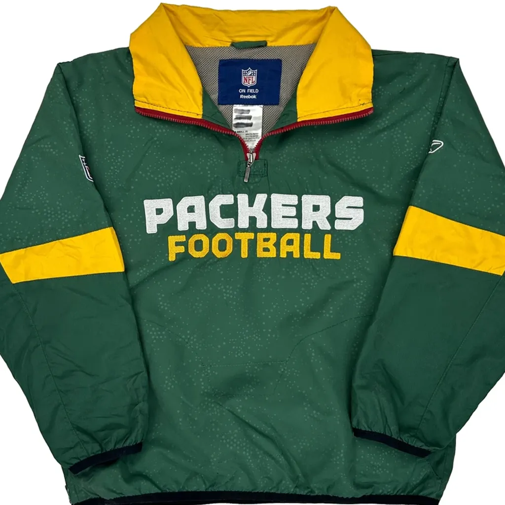 Age 8 Reebok Packers Windbreaker - Small Green Polyester - Image 6