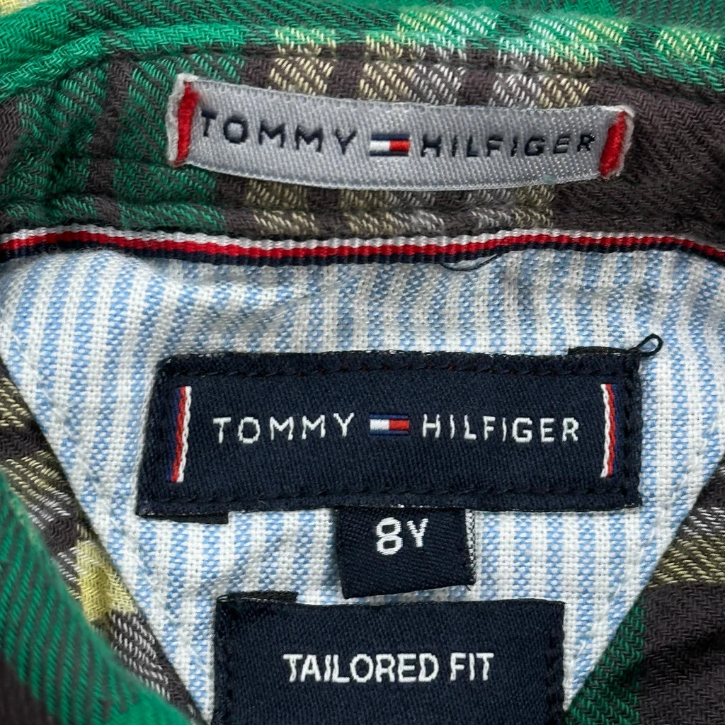 Age 8 Tommy Hilfiger Checked Flannel Shirt - Small Green Cotton - Image 3
