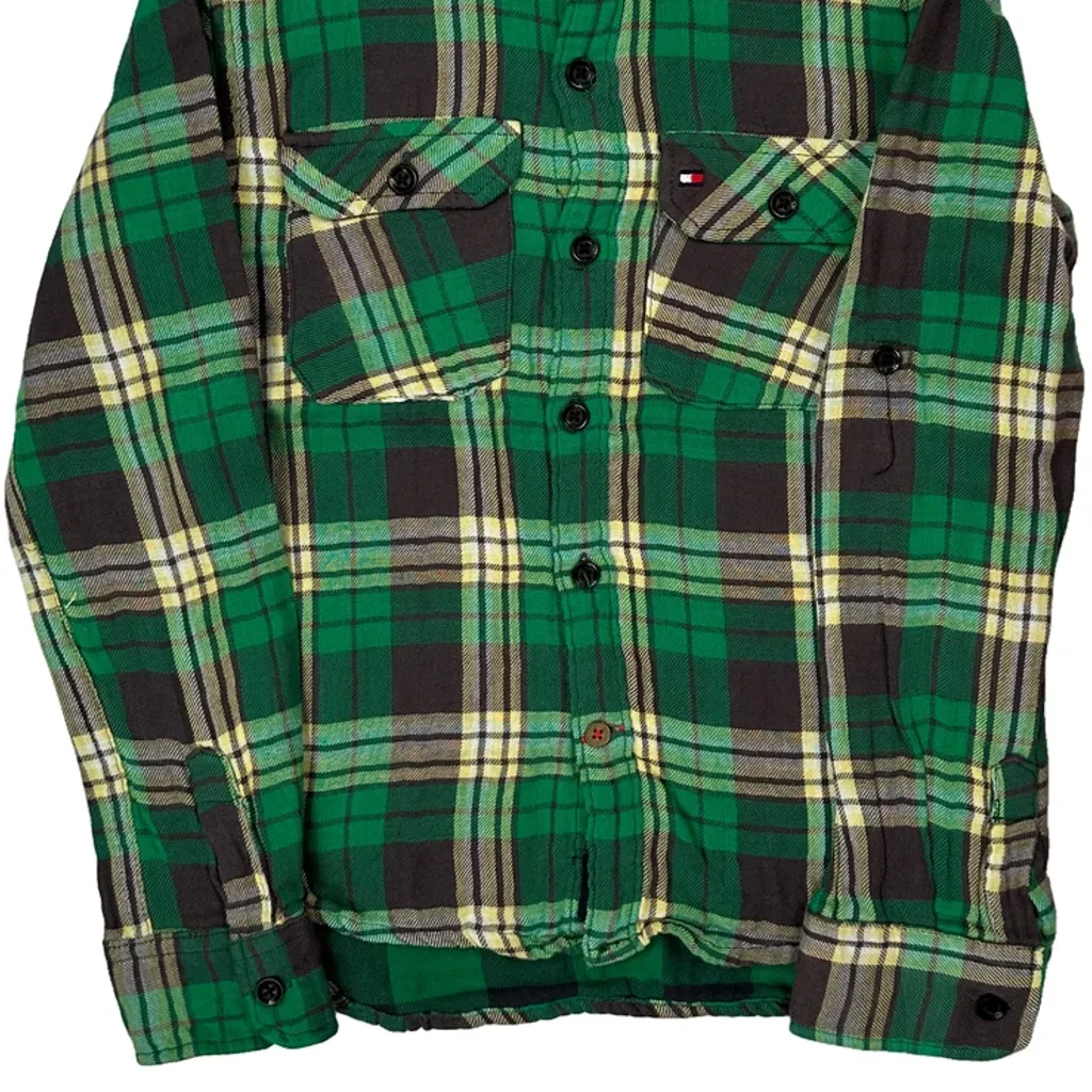 Age 8 Tommy Hilfiger Checked Flannel Shirt - Small Green Cotton - Image 4