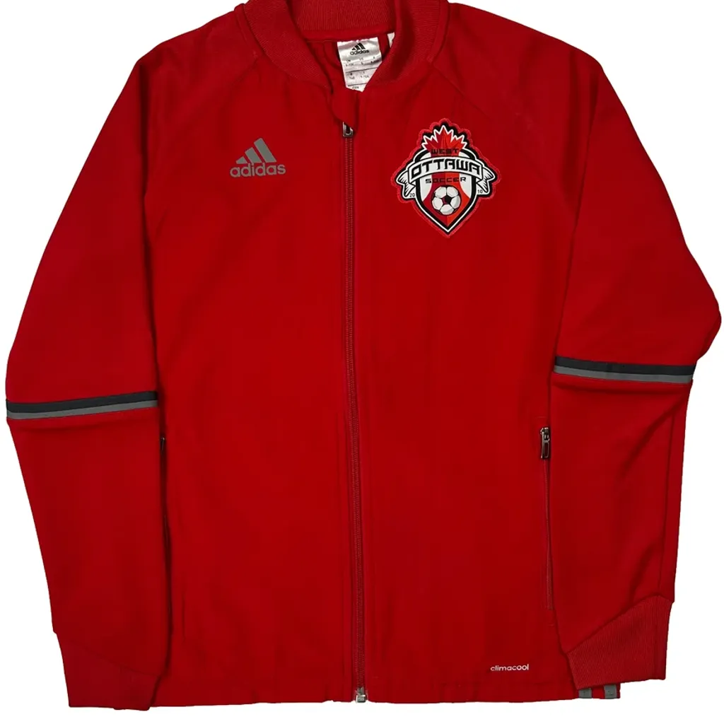 Age 9-10 Ottawa Soccer Adidas Track Jacket - Small Red Polyester - Image 4