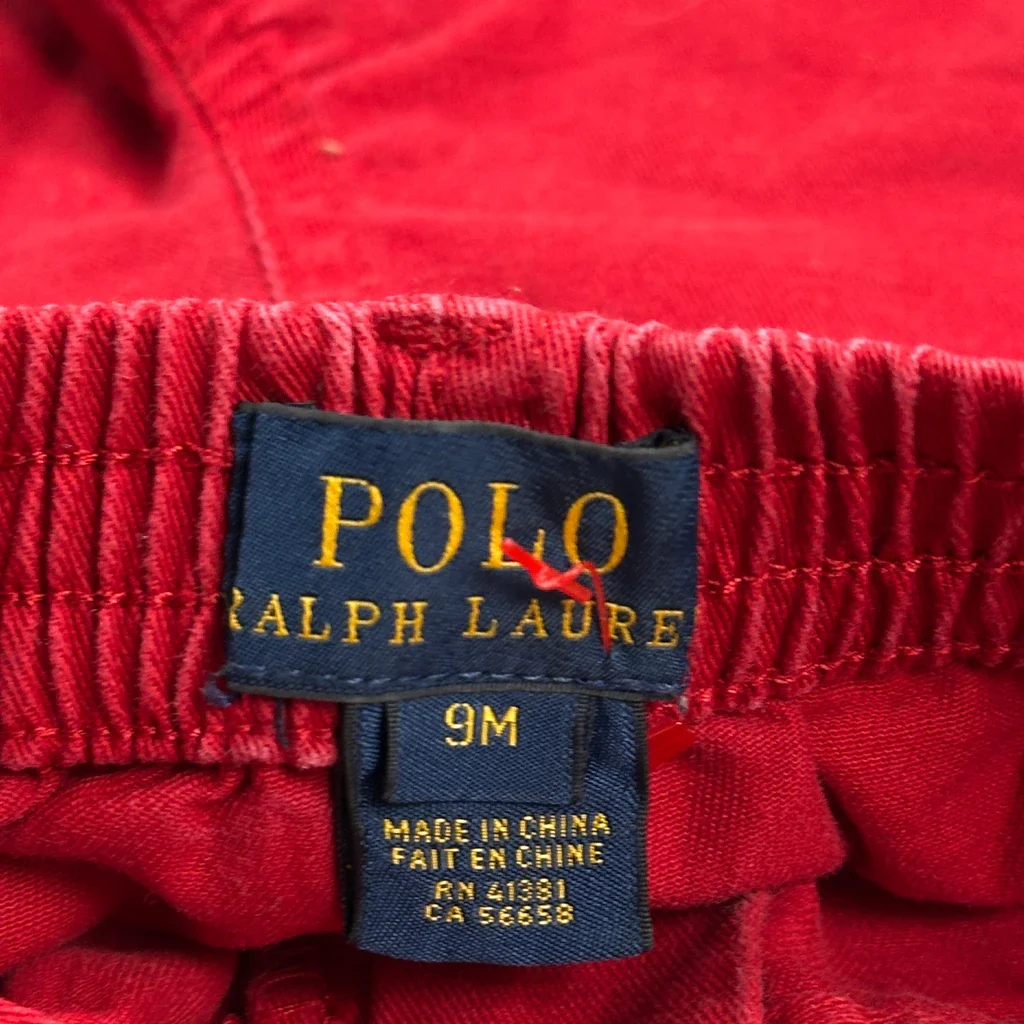 Age 9 Months Polo By Ralph Lauren Cargo Shorts - Xxx-Smallw 6L Red Cotton - Image 3