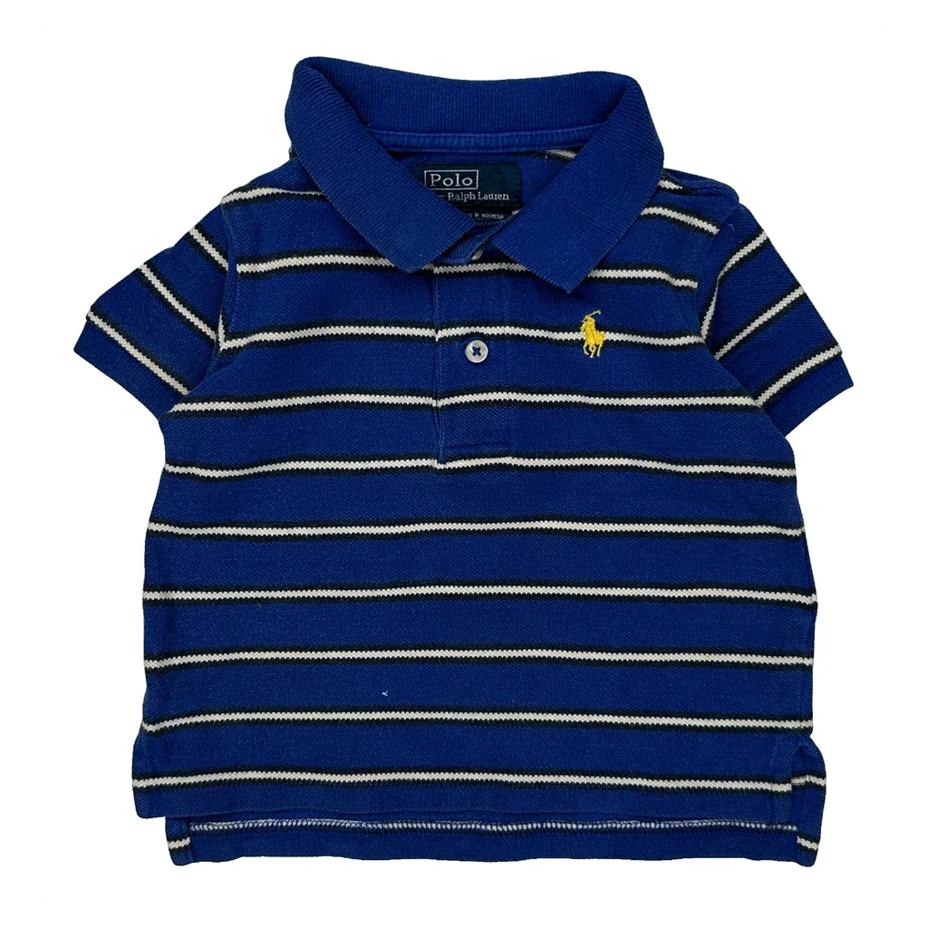 Age 9 Months Polo By Ralph Lauren Striped Polo Shirt - 2XS Blue Cotton
