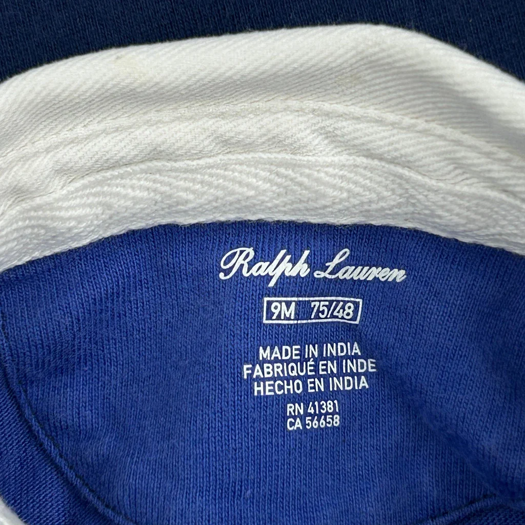 Age 9 Months Ralph Lauren Striped Jumper - 2XS Blue Cotton - Image 3