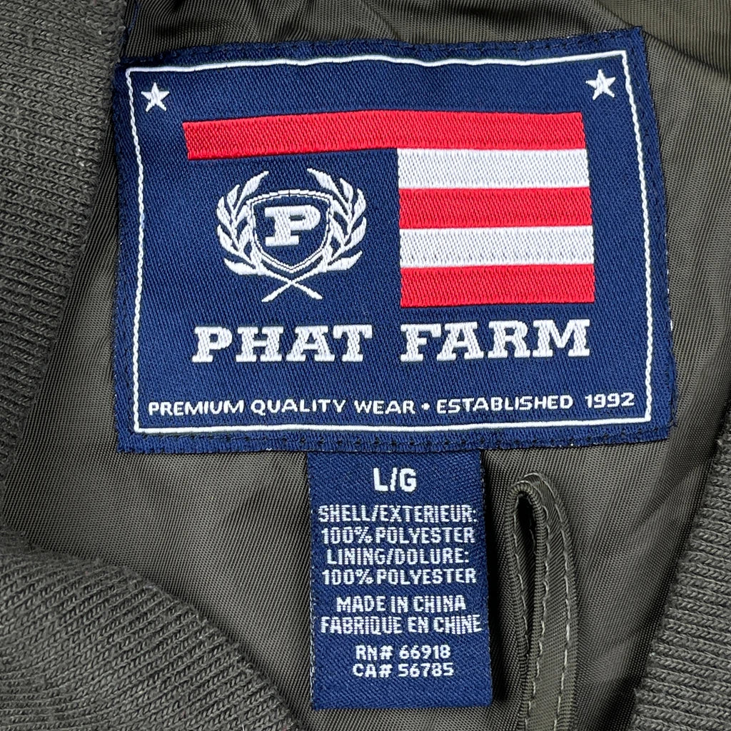 Airborne Patches Phat Farm Ma1 Bomber Jacket - Large Green Polyester - Image 3