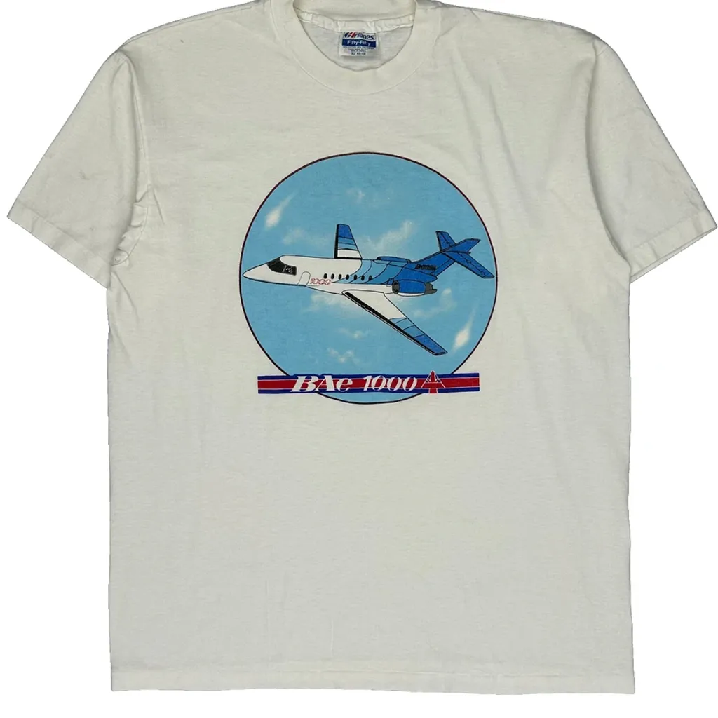 Aircraft Illustration Hanes Graphic T-Shirt - XL White Cotton Blend - Image 5
