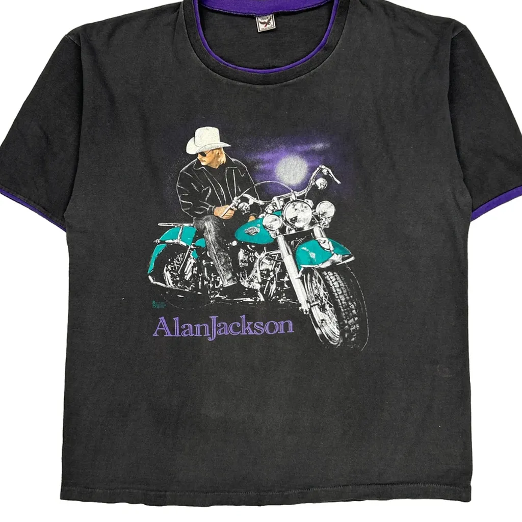 Alan Jackson Hawk Doubler Layered Band T-Shirt - XL Black Cotton - Image 5