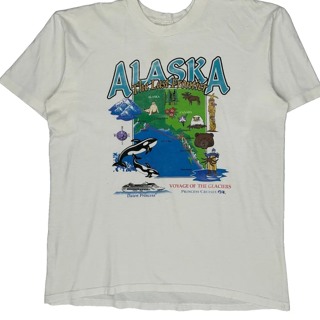Alaska The Last Frontier Unbranded Graphic T-Shirt - XL White Cotton - Image 4
