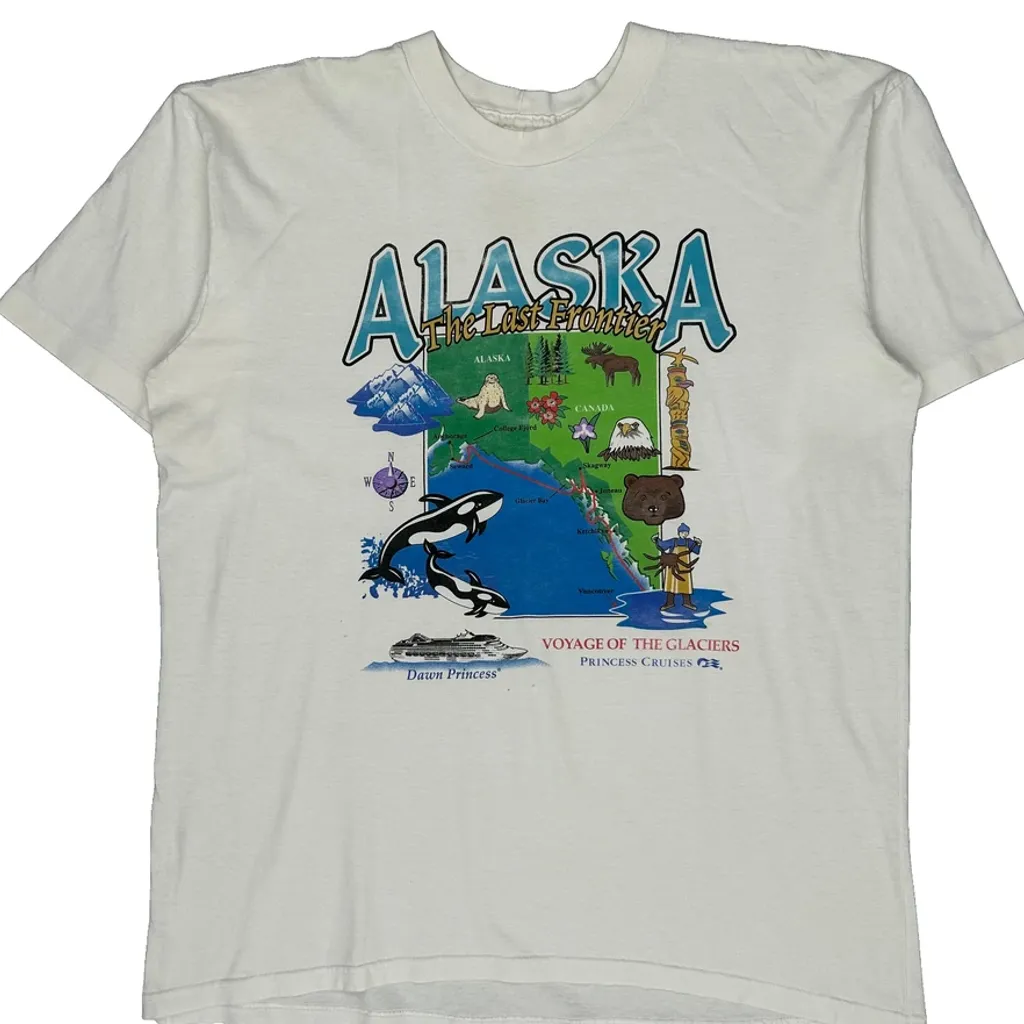 Alaska The Last Frontier Unbranded Graphic T-Shirt - XL White Cotton - Image 5