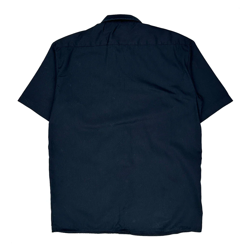 Alicat Logo Dickies Short Sleeve Shirt - Medium Navy Polyester Blend - Image 2