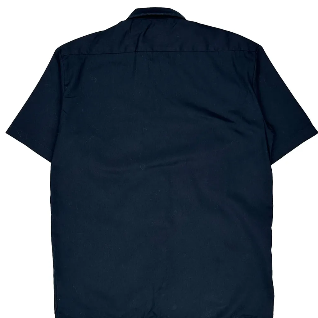 Alicat Logo Dickies Short Sleeve Shirt - Medium Navy Polyester Blend - Image 7