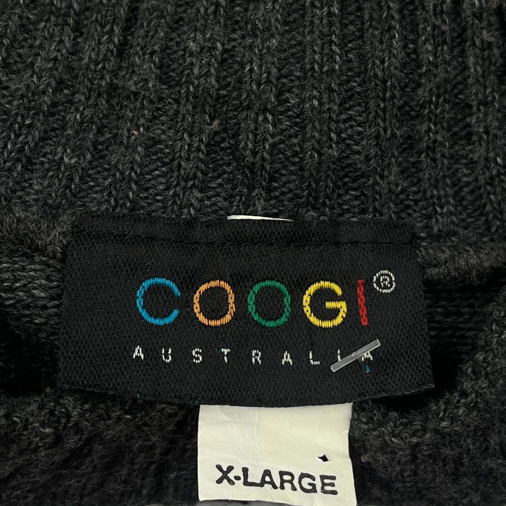All Black Coogi 3D Chunky Knit Jumper - XL Grey Wool Blend - Image 3