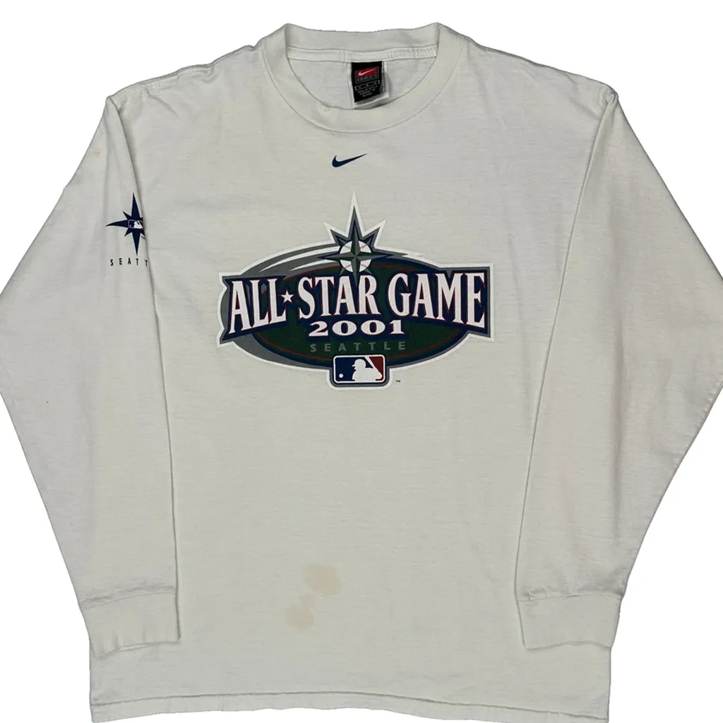 All-Star Game 2001 Seattle Nike Graphic Long Sleeve T-Shirt - Medium White Cotton - Image 5