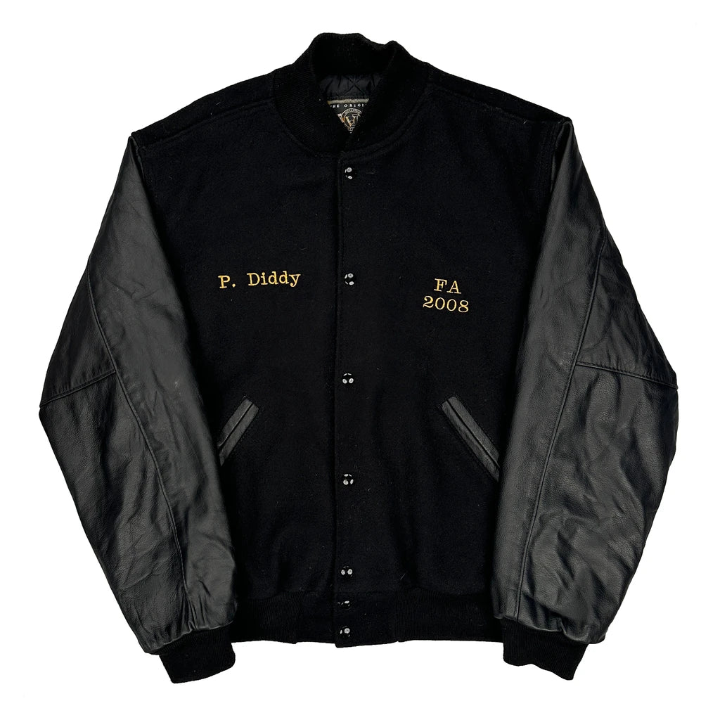 Alpha Phi Alpha Fraternity Holloway P Diddy Varsity Jacket - Large Black Wool Blend