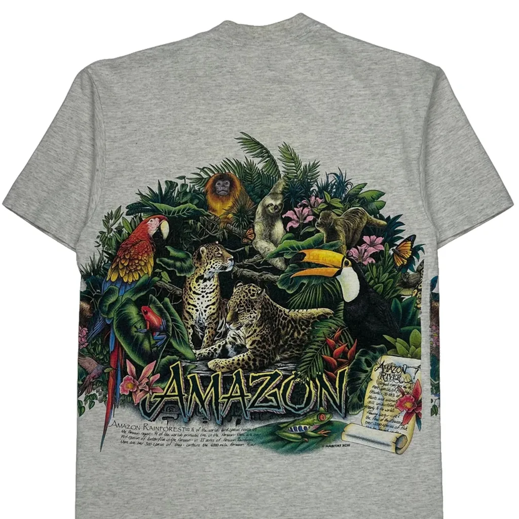 Amazon Rainforest Cal Cru Single Stitch T-Shirt - Medium Grey Cotton - Image 7