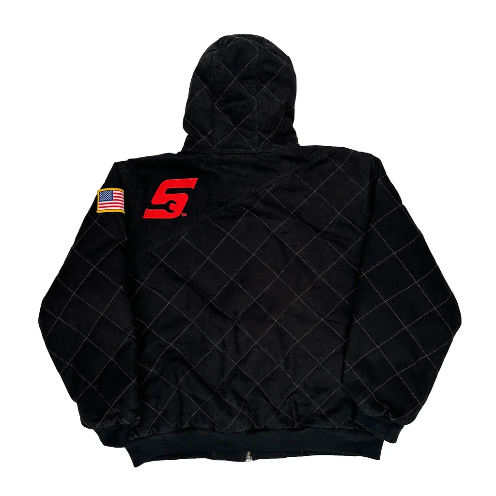 American Flag Patch Snap On Workwear Jacket - XL Black Polyester - Image 2
