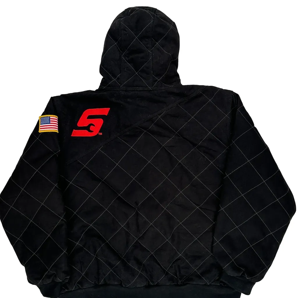 American Flag Patch Snap On Workwear Jacket - XL Black Polyester - Image 6