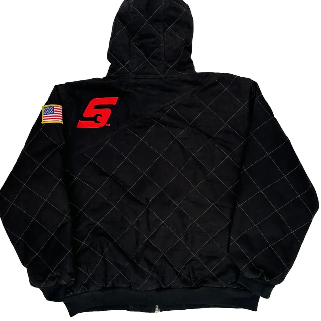 American Flag Patch Snap On Workwear Jacket - XL Black Polyester - Image 7