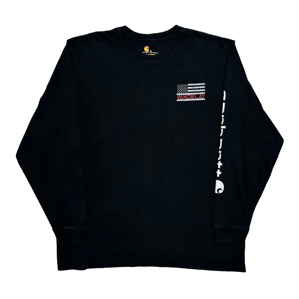 American Flag Print Carhartt Graphic Long Sleeve T-Shirt - XL Black Cotton