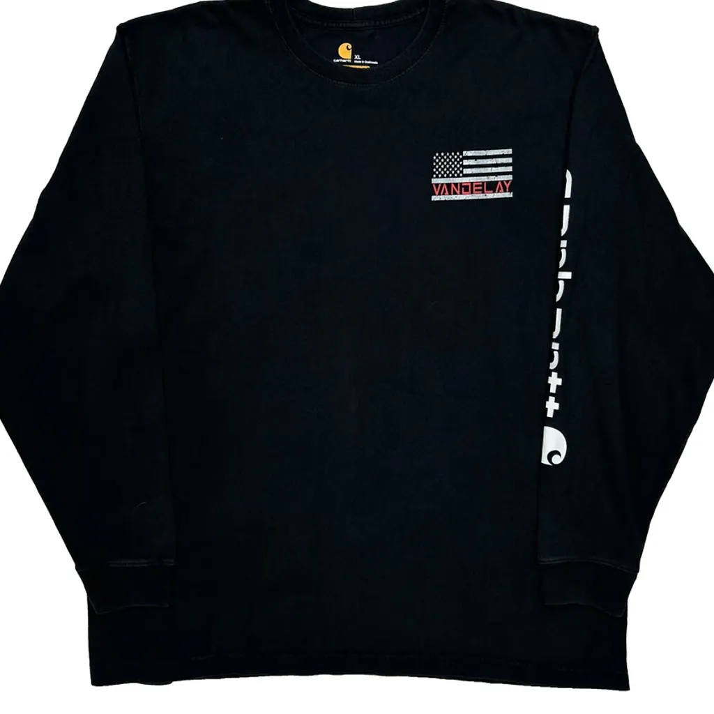 American Flag Print Carhartt Graphic Long Sleeve T-Shirt - XL Black Cotton - Image 5