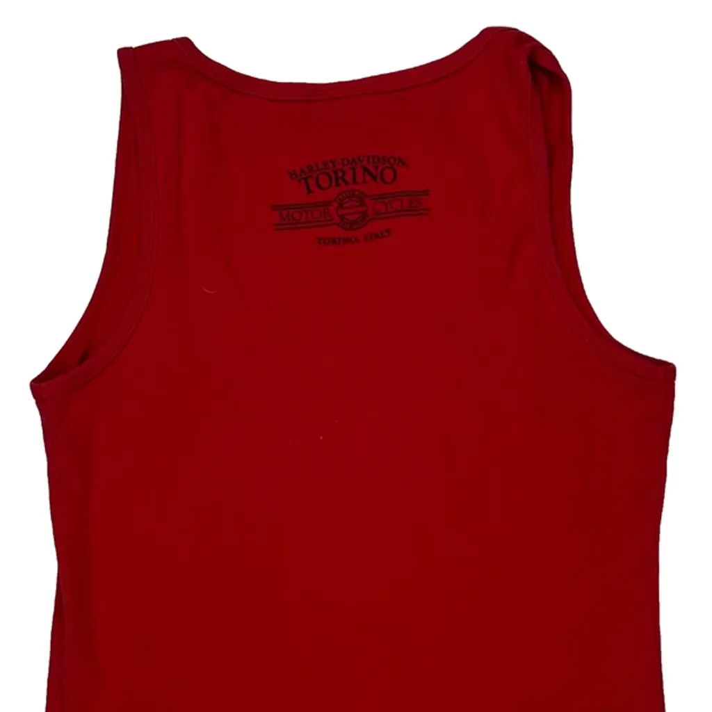 American Flag Print Harley Davidson Graphic Tank Top - Medium Red Cotton - Image 7
