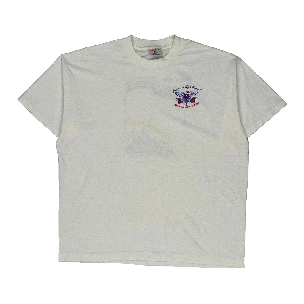 American High School Tee Jays Single Stitch T-Shirt - 2XL White Polyester Blend