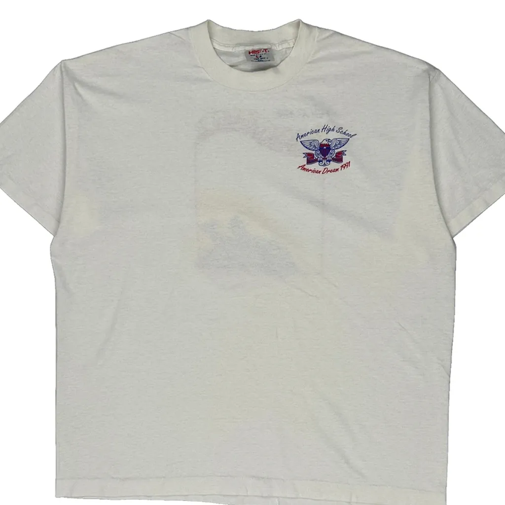 American High School Tee Jays Single Stitch T-Shirt - 2XL White Polyester Blend - Image 6