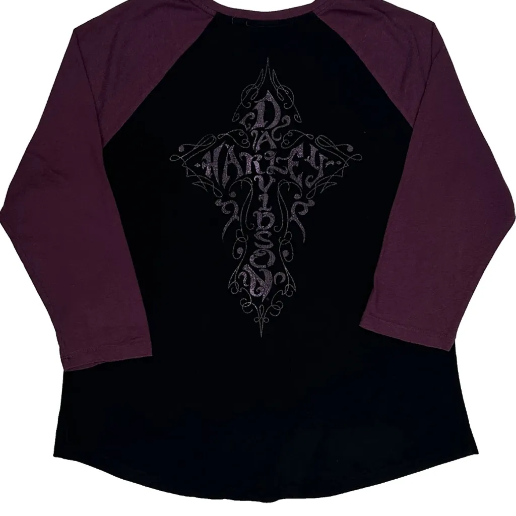 American Legend Harley Davidson Long Sleeve T-Shirt - Small Purple Cotton - Image 7
