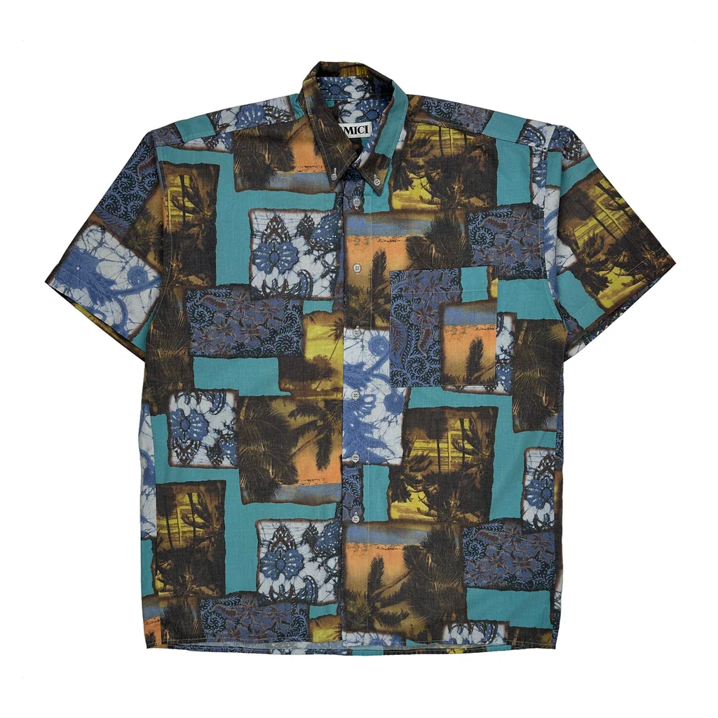 Amici Graphic Hawaiian Shirt - Large Multicoloured Cotton