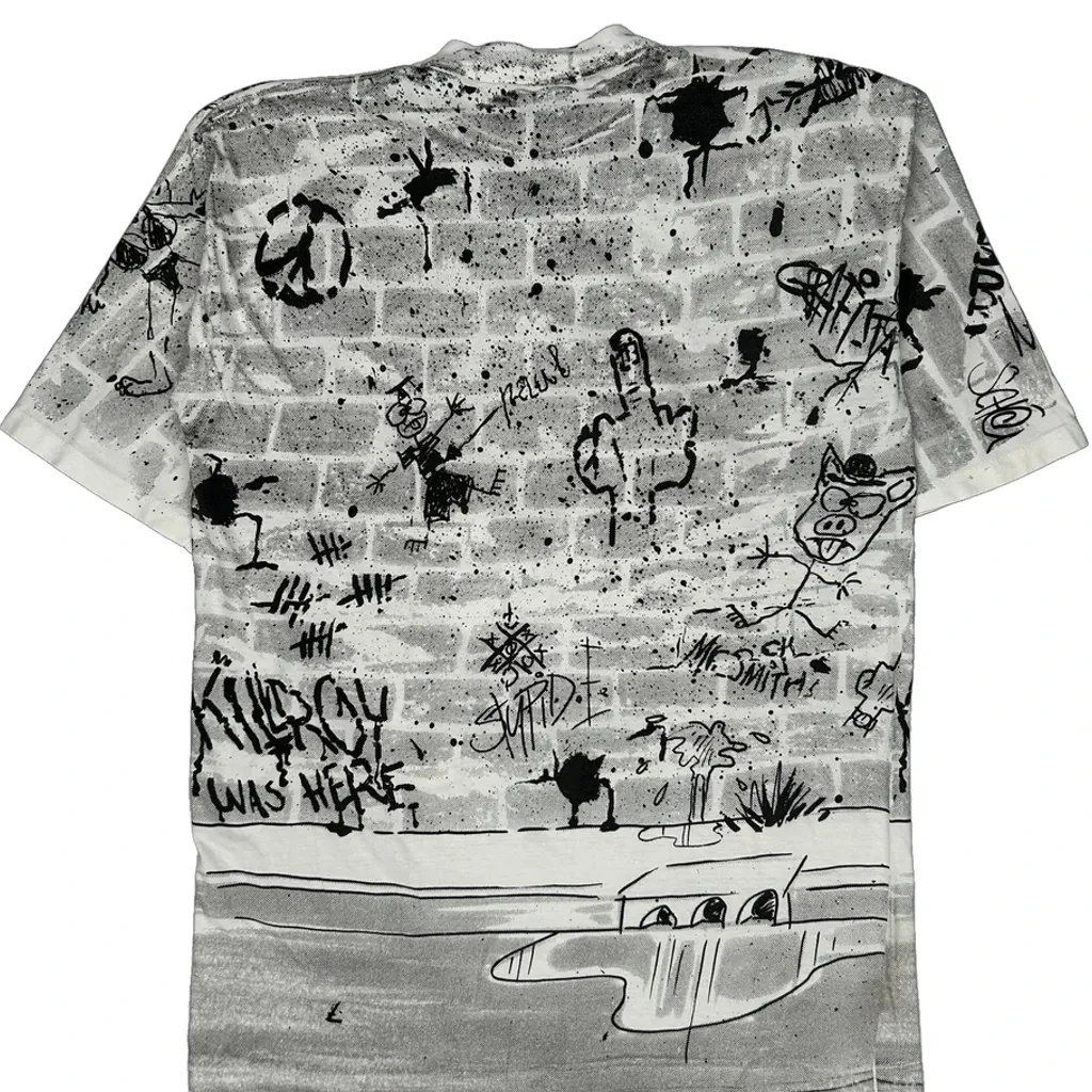 Amsterdam Aop Graffiti Fox Tees Graphic T-Shirt - XL White Cotton - Image 7