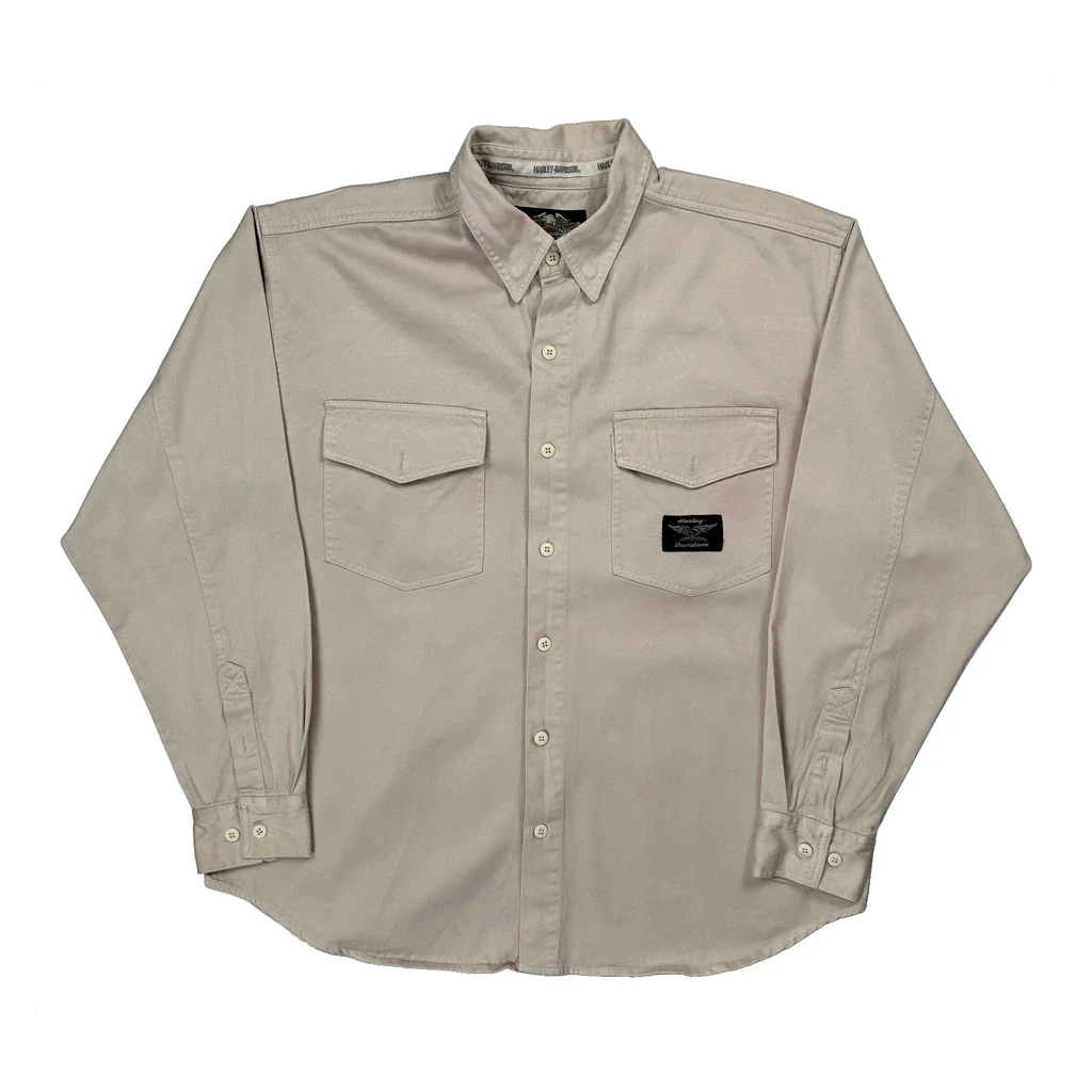 An American Legend Harley Davidson Graphic Shirt - XL Beige Cotton