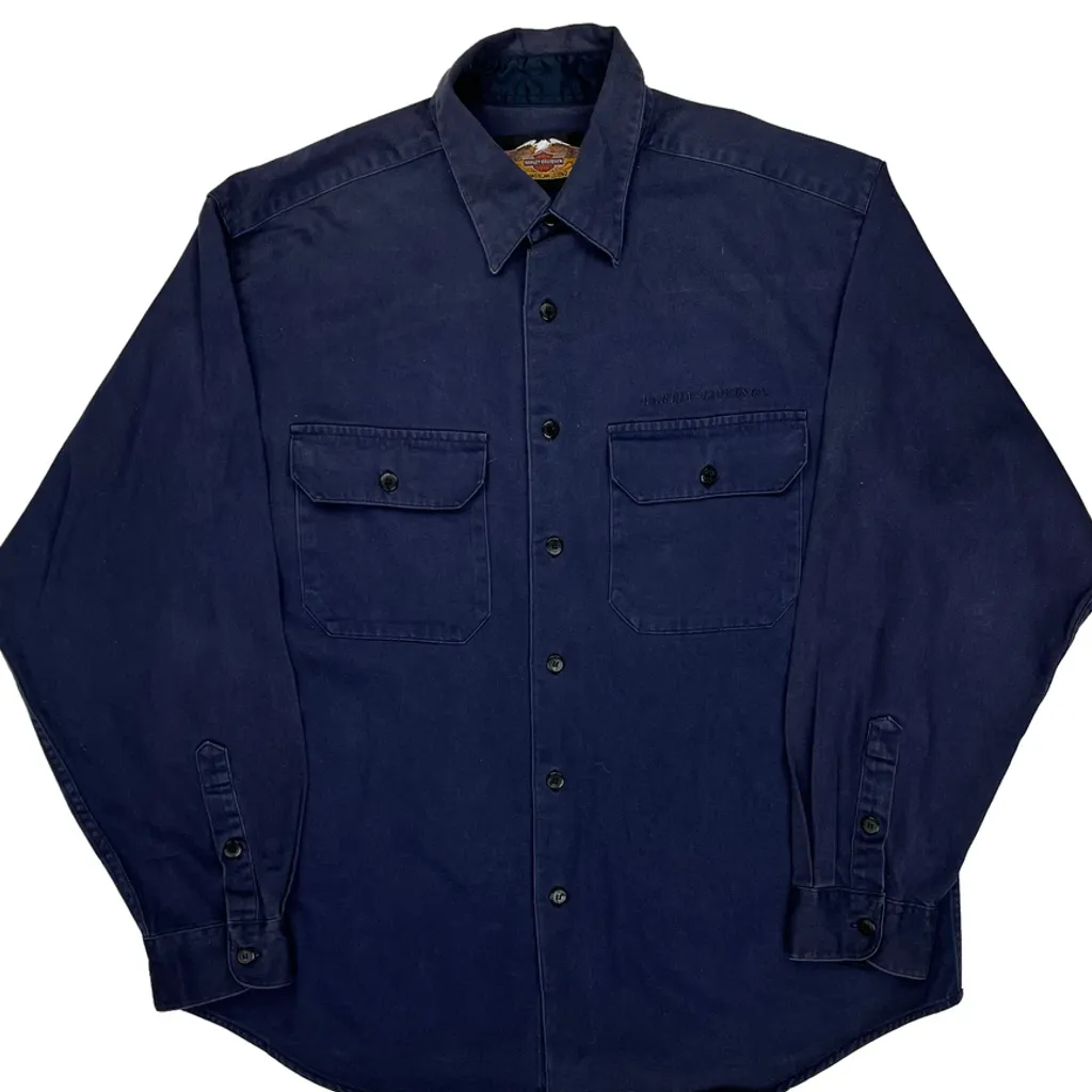 An American Legend Harley Davidson Shirt - Large Blue Cotton - Image 5