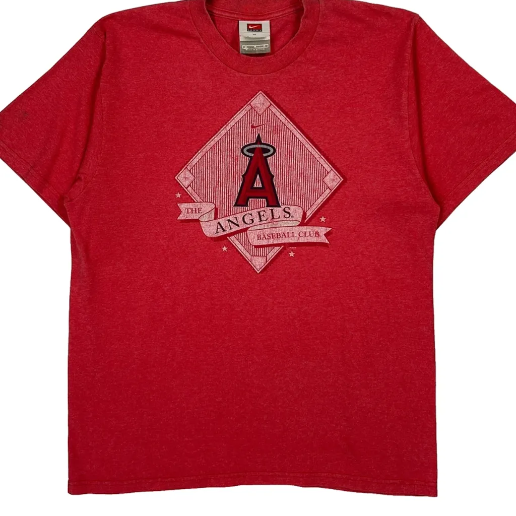 Angels Baseball Club Nike Graphic T-Shirt - Medium Red Cotton - Image 5