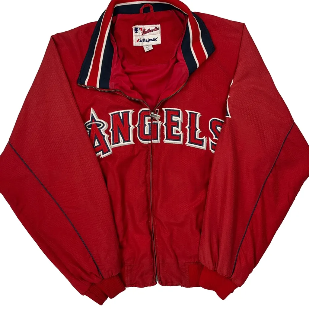 Angels Majestic Baseball Jacket - Medium Red Polyester - Image 4