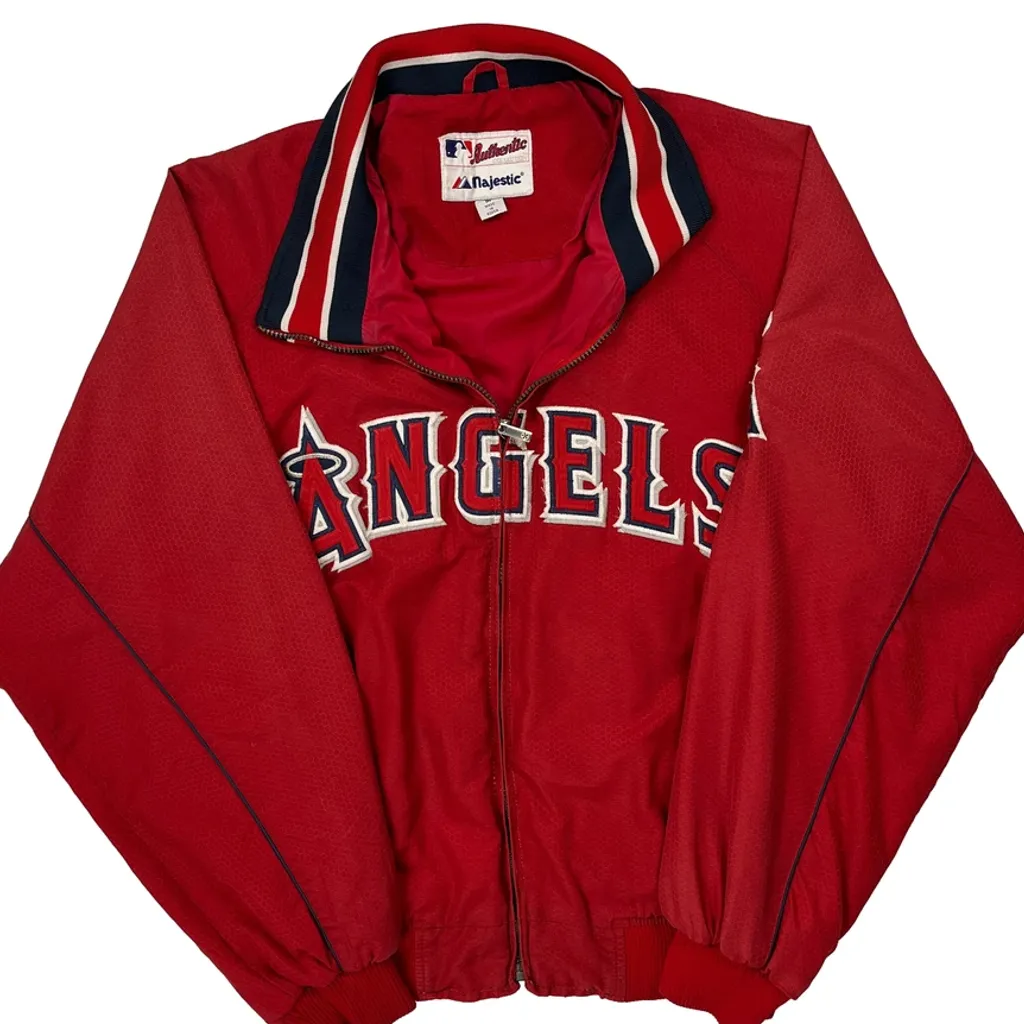Angels Majestic Baseball Jacket - Medium Red Polyester - Image 5