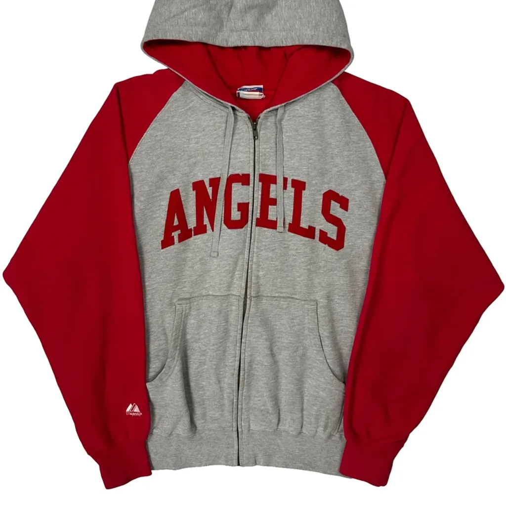 Angels Majestic Mlb Hoodie - XL Grey Cotton - Image 6