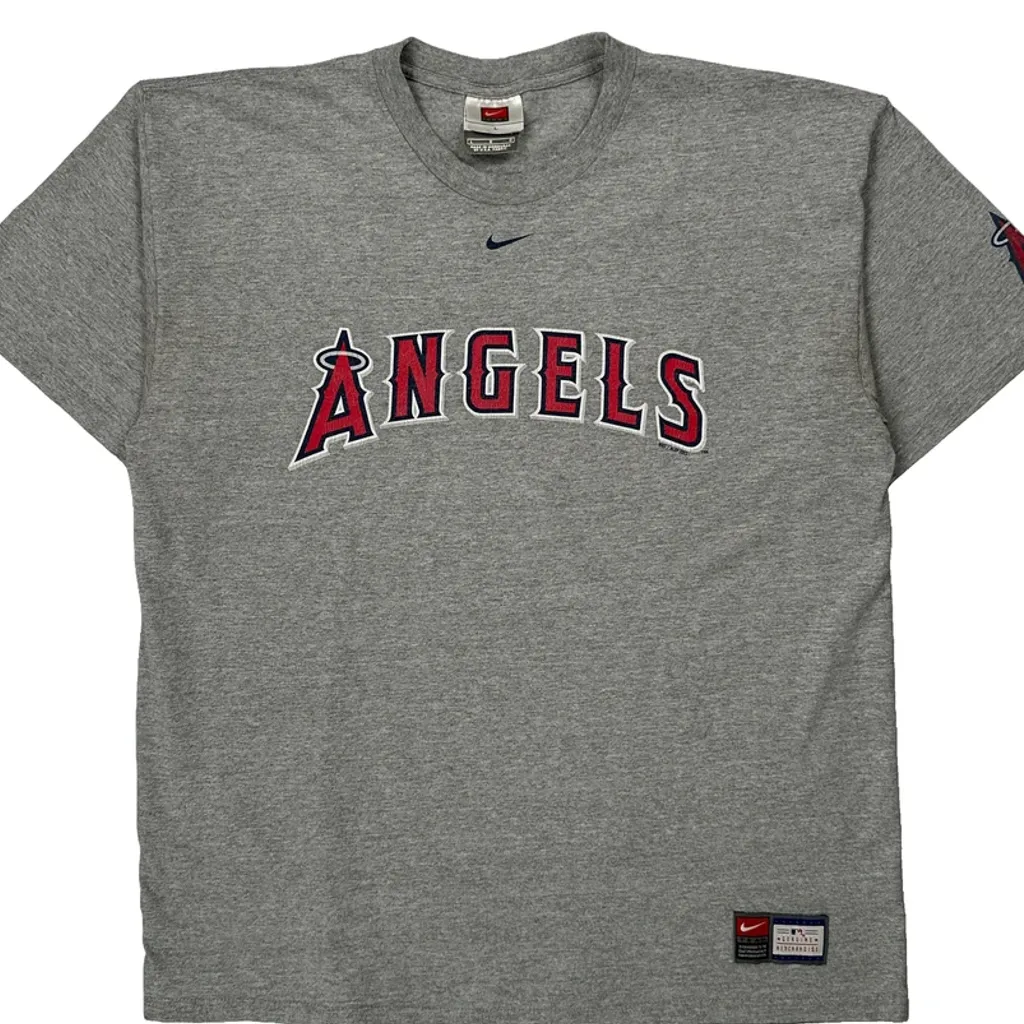 Angels Nike Mlb T-Shirt - Large Grey Cotton - Image 4