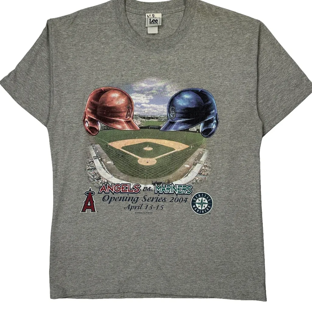 Angels Vs Mariners Opening Series 2004 Lee Sport Mlb T-Shirt - Medium Grey Cotton - Image 5