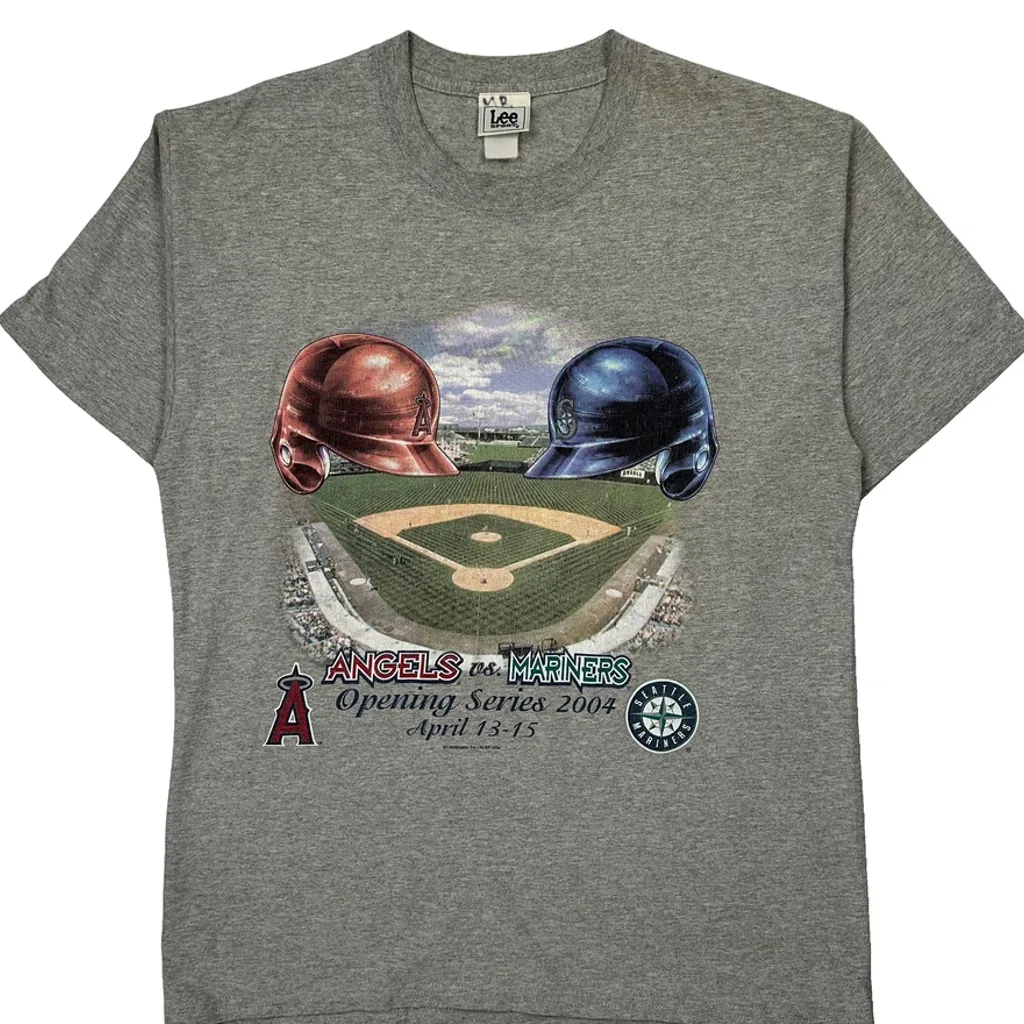 Angels Vs Mariners Opening Series 2004 Lee Sport Mlb T-Shirt - Medium Grey Cotton - Image 6